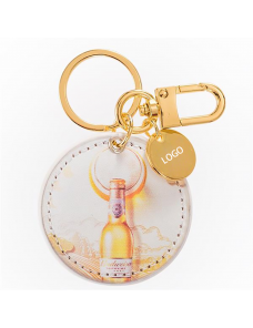 Custom Round PU Leather Keychain