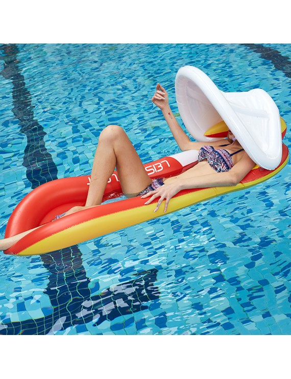 Inflatable Floating Bed With Pillow W/Awning