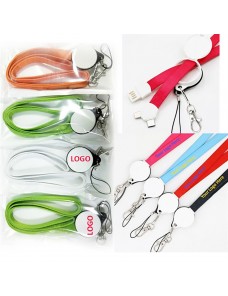 Polyester 3 In 1 Charging USB Cable Card Holder Lanyard